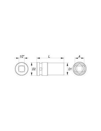 Nasadka udarowa głęboka 1/2" 28mm YATO YT-1048