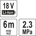 Myjka ciśnieniowa 23bar akumulatorowa 18V z zasysaniem YATO YT-85930