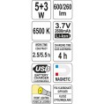Lampa warsztatowa cob led 5w + 3w YATO YT-08518