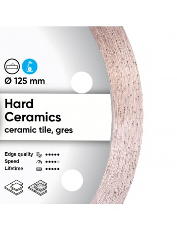 Tarcza diamentowa 125mm tnąca do gresu, ceramiki, płytek szkliwionych 1A1R HARD CERAMICS DISTAR 11115048010