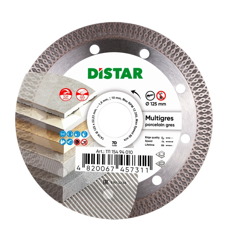 Tarcza diamentowa tnąca 125mm do gresu i porcelany 1A1R MULTIGRES DISTAR 11115494010 Tarcza diamentowa tnąca 125mm do gresu i porcelany 1A1R MULTIGRES DISTAR 11115494010