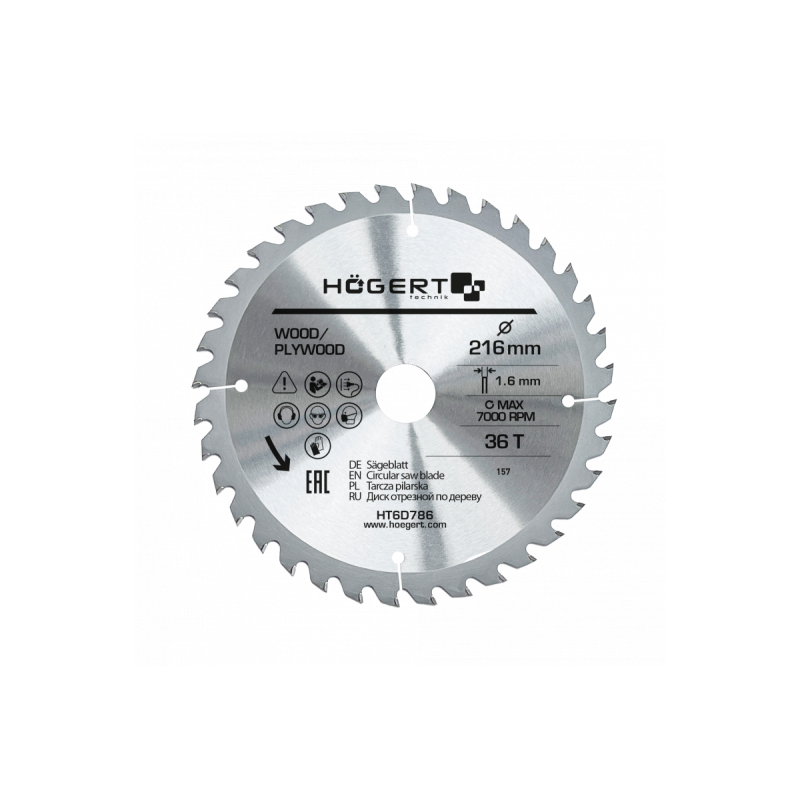 Tarcza pilarska 216mm x 30mm 36T piła do drewna HOEGERT HT6D786