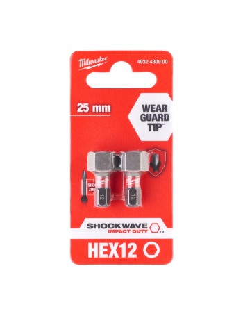 Bit udarowy Hex 12mm 25mm Shockwave 2szt. MILWAUKEE 4932430900
