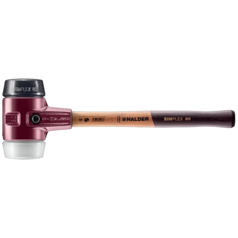 Młotek SIMPLEX 60mm końcówka gumowa średnio twarda i nylon twardy HALDER 3028.060 Młotek SIMPLEX 60mm końcówka gumowa średnio twarda i nylon twardy HALDER 3028.060