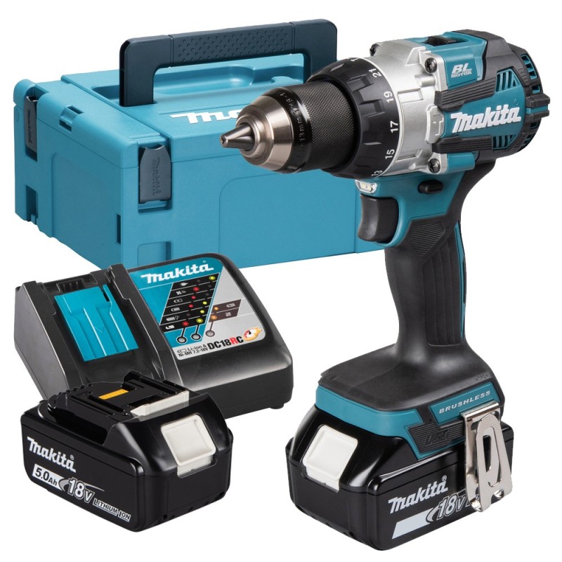 Wiertarko-wkrętarka z udarem i silnikiem bezszczotkowym 73Nm 18V LXT 2x5.0Ah Makita DHP489RTJ