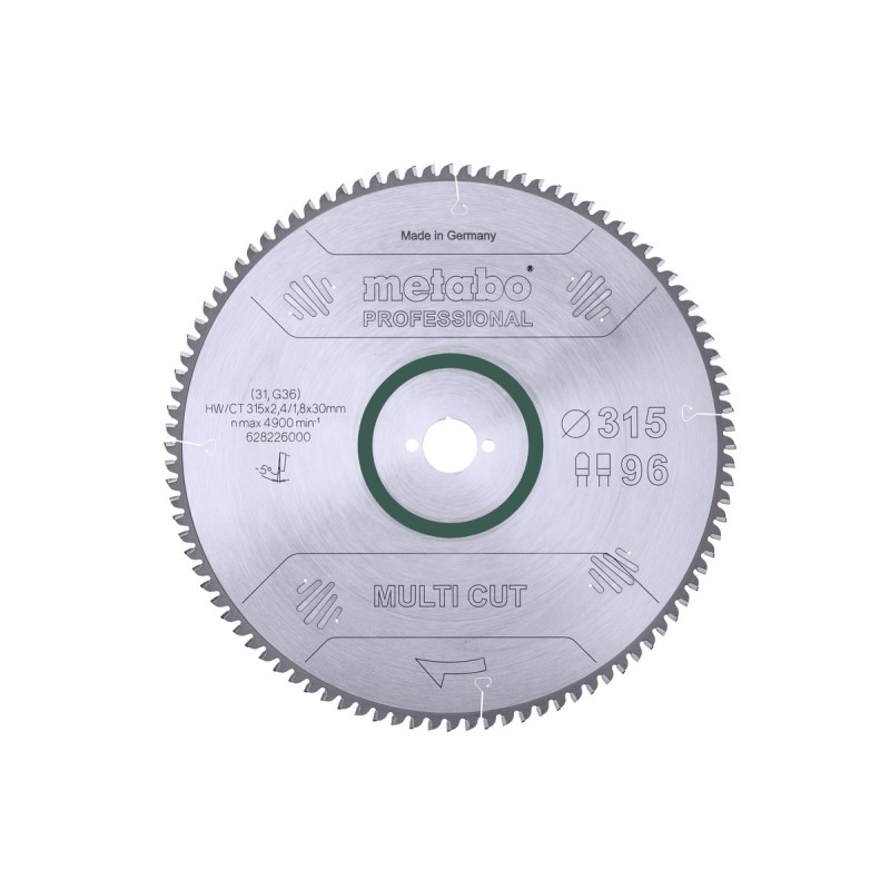 Piła tarczowa 315mm x 30mm Z96 MULTI CUT - PROFESSIONAL METABO 628226000