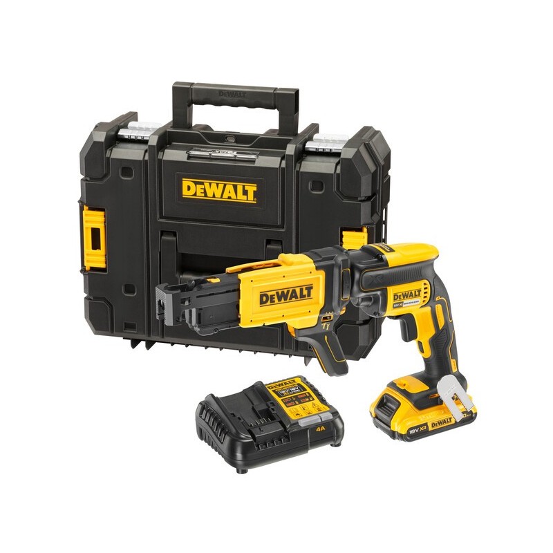 Wkrętarka do płyt G-K G/K z magazynkiem na taśmę 18V 1x2.0Ah z silnikiem bezszczotkowym 5-30 Nm DCF620D1K DeWALT