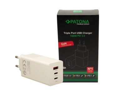 Ładowarka PATONA Premium GaN PD100W 2xUSB-C 1xUSB-A PD3.0 QC3.0 kolor biały