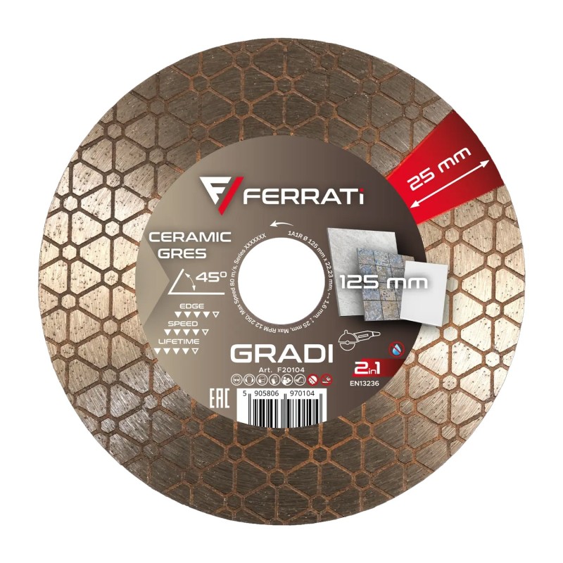 Tarcza diamentowa tnąca i szlifująca 2in1 125mm GRADI na sucho Ferrati F20104