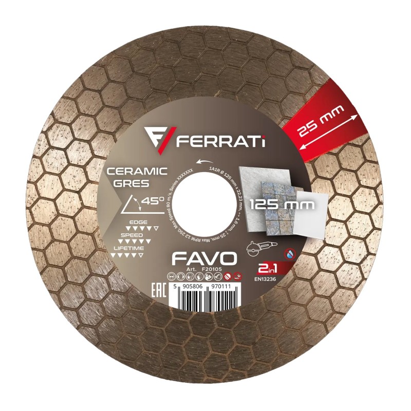 Tarcza diamentowa tnąca i szlifująca 2in1 125mm na sucho FAVO Ferrati F20105