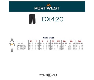Elastyczne szorty robocze DX4 Czarne PORTWEST DX420