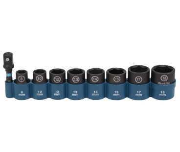 Zestaw nasadek udarowych 8-18mm 3/8" z adapterem do zakrętarki 1/4" Makita E-16639