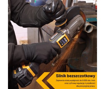 Szlifierka Kątowa z Włącznikiem Łopatkowym i Płaską Głowicą (125 mm / 5")  JCB Professional 18V  JCB-18PFAG-125