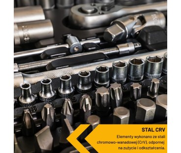 Zestaw Kluczy Nasadowych JCB 108el 1/2" 1/4" CRV Grzechotki Walizka 41082-5