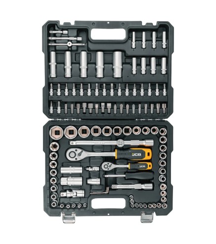 Zestaw Kluczy Nasadowych JCB 108el 1/2" 1/4" CRV Grzechotki Walizka 41082-5