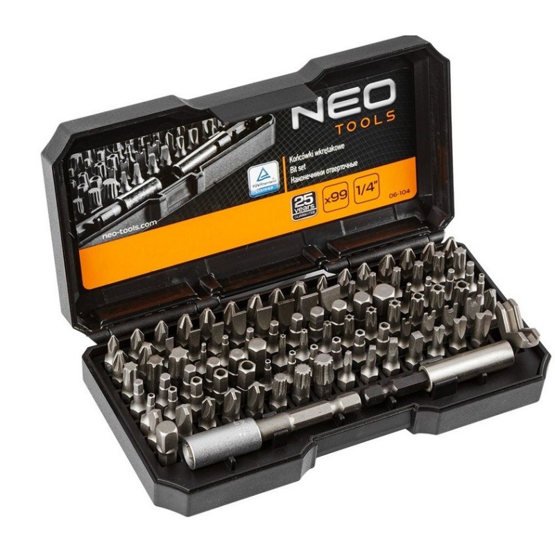 Końcówki wkrętakowe z uchwytem, zestaw 99 szt.NEO TOOLS 06-104