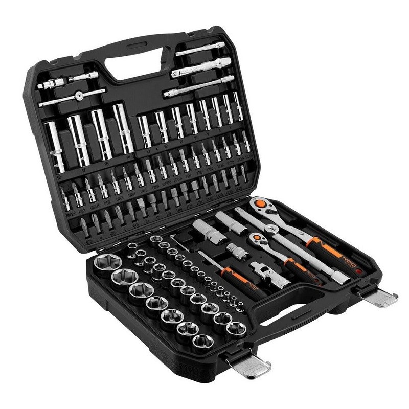 Zestaw kluczy nasadowych 1/2, 1/4, 94 szt., CrV NEO TOOLS 10-062 Zestaw kluczy nasadowych 1/2, 1/4, 94 szt., CrV NEO TOOLS 10-062