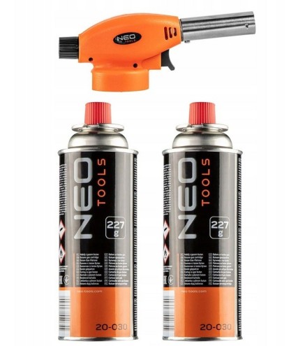 Palnik gazowy nakręcany + 2 naboje z gazem BUTAN, 227 G NEO TOOLS 20-040