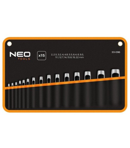 Zestaw 15 przebijaków, średnica 2-22 mm, oxford pouch NEO TOOLS 33-096