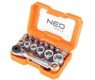 Zestaw bitów, 24 szt.  grzechotka, adapter, przedłużka 1/4" HEX NEO TOOLS 56-610