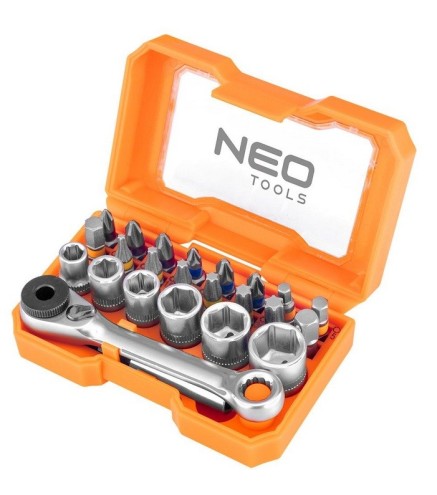 Zestaw bitów, 24 szt.  grzechotka, adapter, przedłużka 1/4" HEX NEO TOOLS 56-610