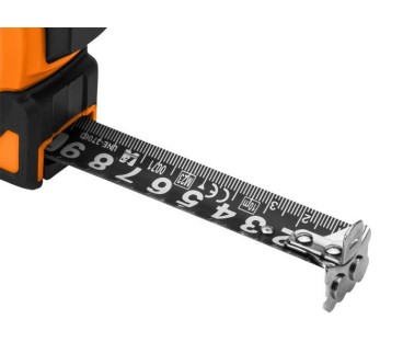 Miara zwijana stalowa Super Black 10 m x 25 mm, auto blokada, dwa przyciski stop, magnes NEO TOOLS 67-245
