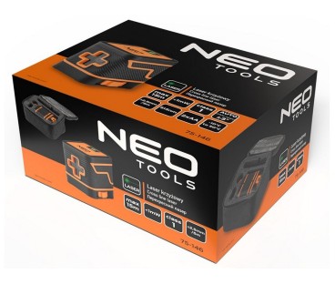 Laser krzyżowy 15 m, zielony, poziomica laserowa etui NEO TOOLS 75-146