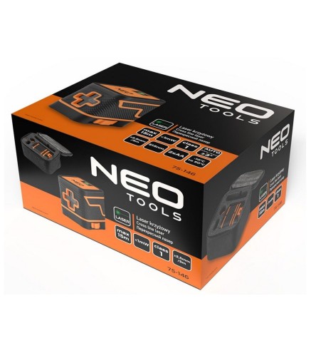 Laser krzyżowy 15 m, zielony, poziomica laserowa etui NEO TOOLS 75-146