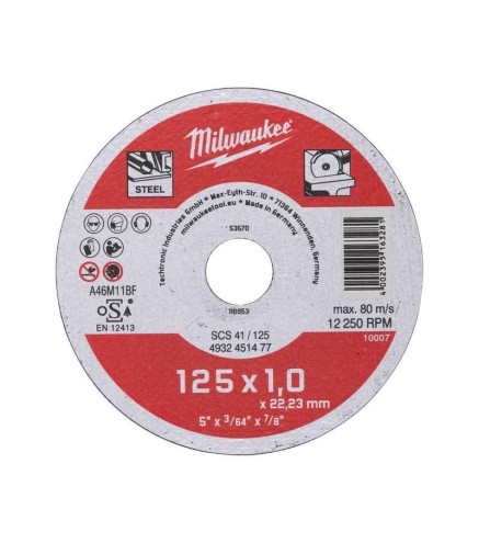 Tarcza do cięcia metalu Contractor 125 x 1 x 22,2 mm MILWAUKEE 4932451477 (1szt.)