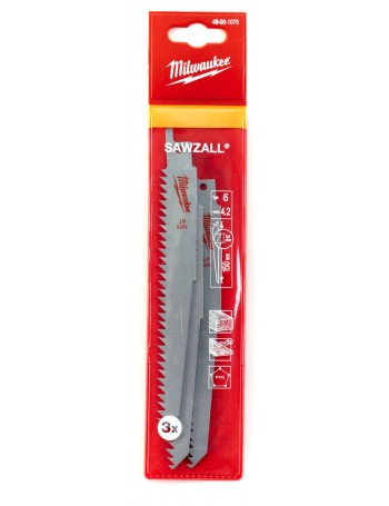 Brzeszczoty do piły szablastej drewno i plastik 150 mm 6 TPI 3 szt. Milwaukee 48001075