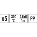 Wkłady pp 2,5x5mm 5x1m 5szt. YATO YT-82303