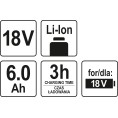 Akumulator 18V Li-Ion 6,0Ah YATO YT-82845