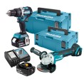 Zestaw combo wiertarko-wkrętarka udarowa DHP484 + szlifierka kątowa DGA506 2x5.0Ah MAKITA DLX2210TJ1